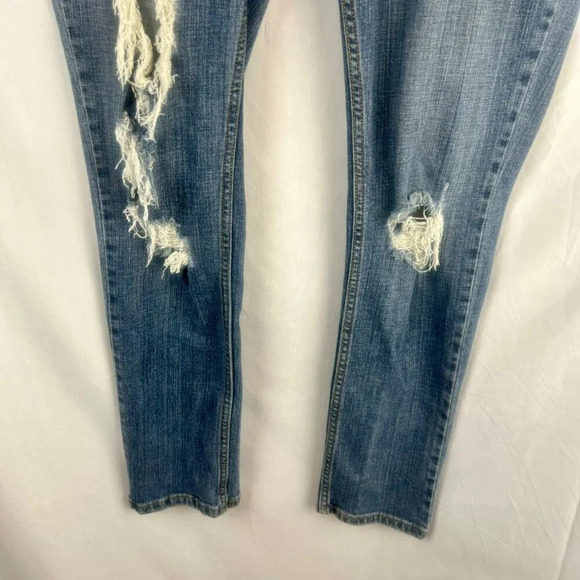 Levi's Y2K 524 Too Superlow Jeans Juniors 11 Blue Skinny Distressed Low Rise - Picture 4 of 9